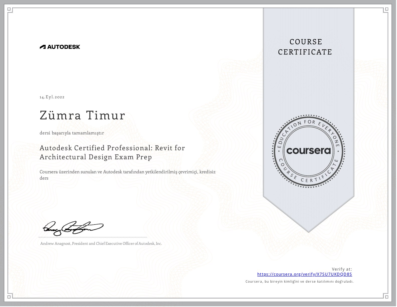 Autodesk Certified Professional: Mimari Tasarım için Revit Sınav Hazırlığı