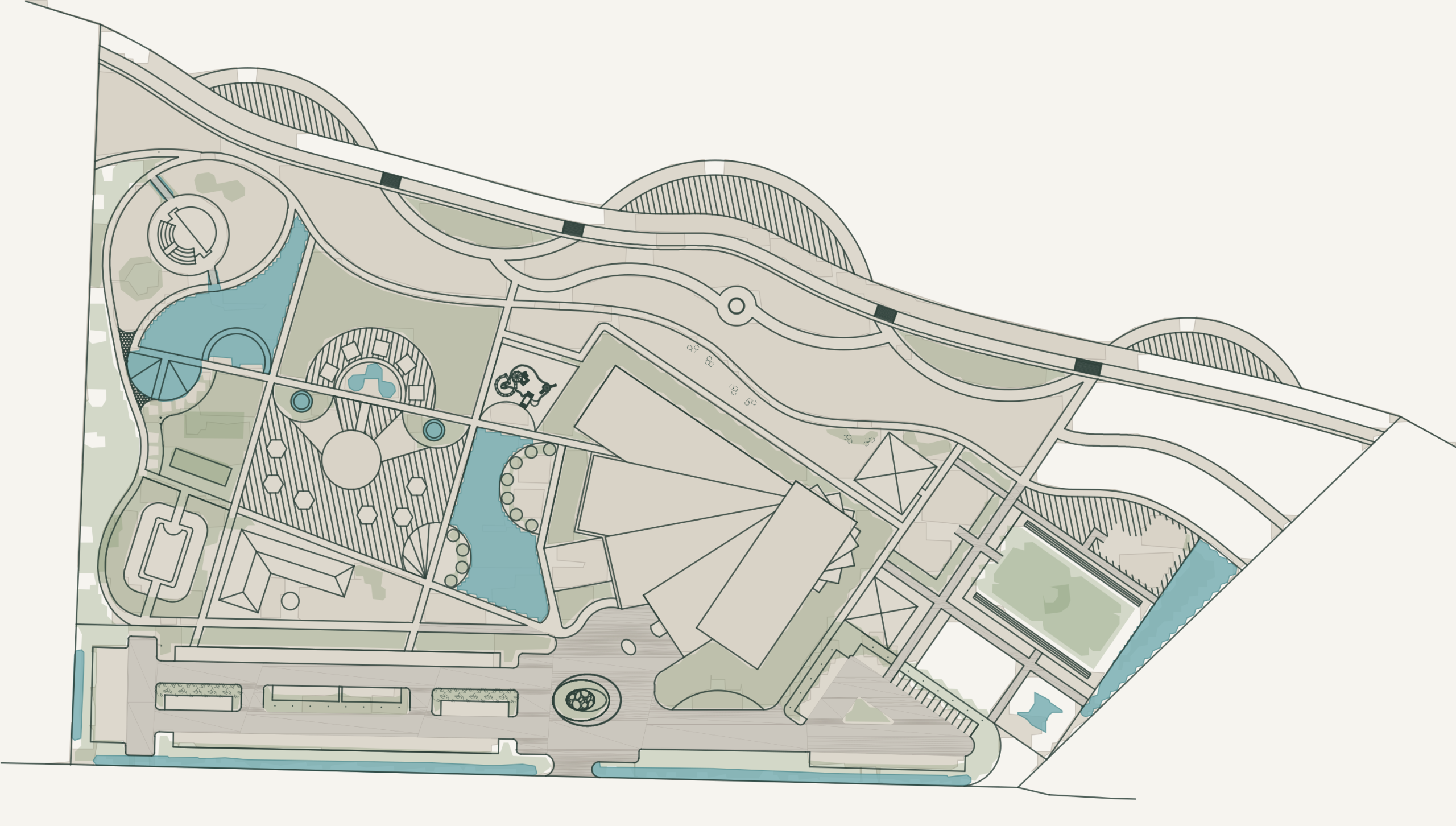 Editorial NOSTOS masterplan showing programme distribution.